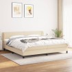 Cama box spring con colchón tela color crema 200x200 cm