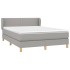 Cama box spring con colchón tela gris claro 140x190