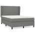 Cama box spring con colchón tela gris oscuro 140x190