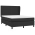 Cama box spring con colchón cuero sintético negro 140x190