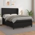 Cama box spring con colchón cuero sintético negro