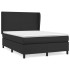 Cama box spring con colchón cuero sintético negro