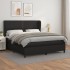 Cama box spring con colchón cuero sintético negro 160x200