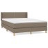 Cama box spring con colchón tela gris taupe 140x190