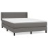 Cama box spring con colchón cuero sintético gris 140x190