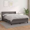 Cama box spring con colchón cuero sintético gris 140x200 cm