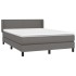 Cama box spring con colchón cuero sintético gris 140x200