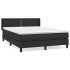 Cama box spring con colchón cuero sintético negro 140x190