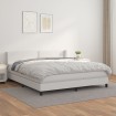 Cama box spring con colchón cuero sintético blanco 180x200 cm