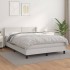 Cama box spring con colchón cuero sintético blanco