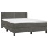 Cama box spring con colchón terciopelo gris oscuro 140x200