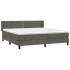 Cama box spring con colchón terciopelo gris oscuro 180x200