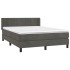 Cama box spring con colchón terciopelo gris oscuro 140x190