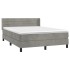 Cama box spring con colchón terciopelo gris claro 140x190