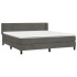 Cama box spring con colchón terciopelo gris oscuro 180x200