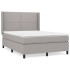 Cama box spring con colchón tela gris claro 140x190