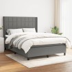 Cama box spring con colchón tela gris oscuro 140x200 cm