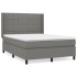 Cama box spring con colchón tela gris oscuro 140x200