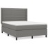 Cama box spring con colchón tela gris oscuro 140x190