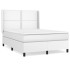 Cama box spring con colchón cuero sintético blanco