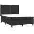 Cama box spring con colchón cuero sintético negro 140x190