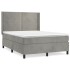 Cama box spring con colchón terciopelo gris claro 140x190