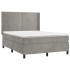 Cama box spring con colchón terciopelo gris claro 140x190