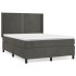 Cama box spring con colchón terciopelo gris oscuro 140x200