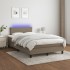 Cama box spring con colchón LED tela gris taupe 120x200