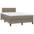 Cama box spring con colchón LED tela gris taupe 120x200