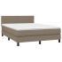 Cama box spring con colchón LED tela gris taupe 140x190