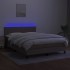 Cama box spring con colchón LED tela gris taupe 140x190