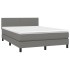 Cama box spring con colchón y LED tela gris oscuro 140x200