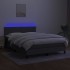 Cama box spring con colchón y LED tela gris oscuro 140x200