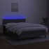 Cama box spring colchón y luces LED tela gris oscuro 140x200