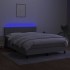 Cama box spring colchón y luces LED tela gris claro 140x200