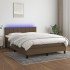 Cama box spring colchón luces LED tela marrón oscuro