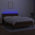 Cama box spring colchón luces LED tela marrón oscuro