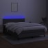 Cama box spring colchón y luces LED tela gris oscuro 140x190