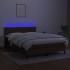 Cama box spring colchón luces LED tela marrón oscuro 140x190