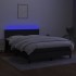 Cama box spring colchón y luces LED tela negro 140x200