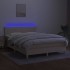 Cama box spring con colchón y LED tela crema 140x200