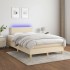 Cama box spring con colchón y LED tela crema 120x200