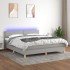 Cama box spring con colchón tela y LED gris claro 160x200