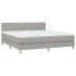 Cama box spring con colchón tela y LED gris claro 160x200