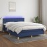 Cama box spring con colchón y LED tela azul 140x200