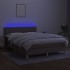 Cama box spring con colchón LED tela gris taupe 140x200