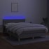 Cama box spring colchón y luces LED tela gris claro 140x190