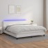 Cama box spring colchón y LED cuero sintético blanco 180x200