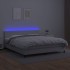 Cama box spring colchón y LED cuero sintético blanco 180x200